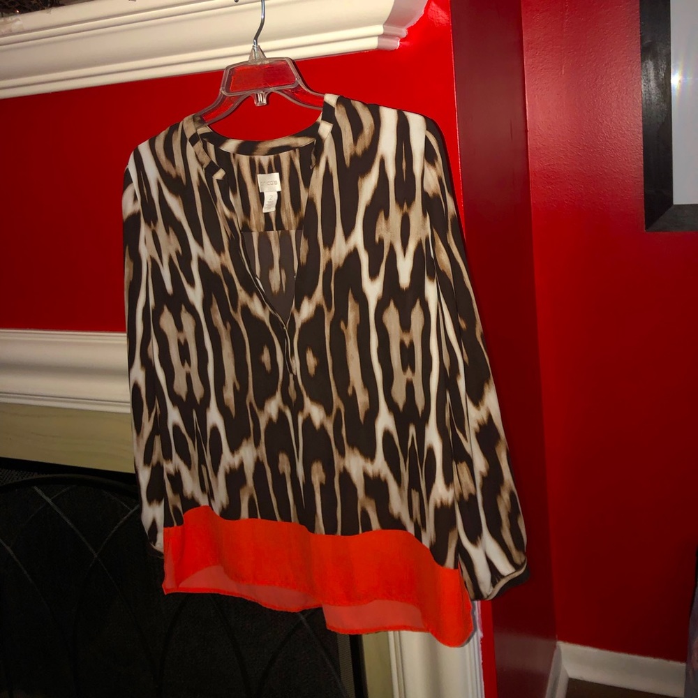 Orange and Brown Safari High-Low Blouse